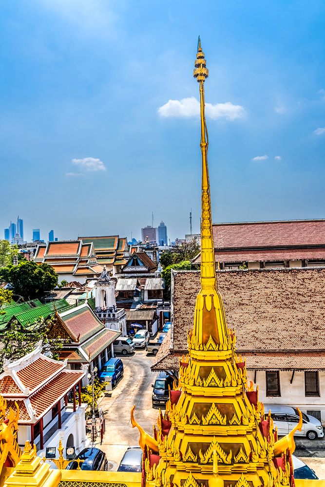 Ornate spire, Loha Prasat, Wat Ratchanatdaram, Worawihan, Bangkok, Thailand. 37 Spires.